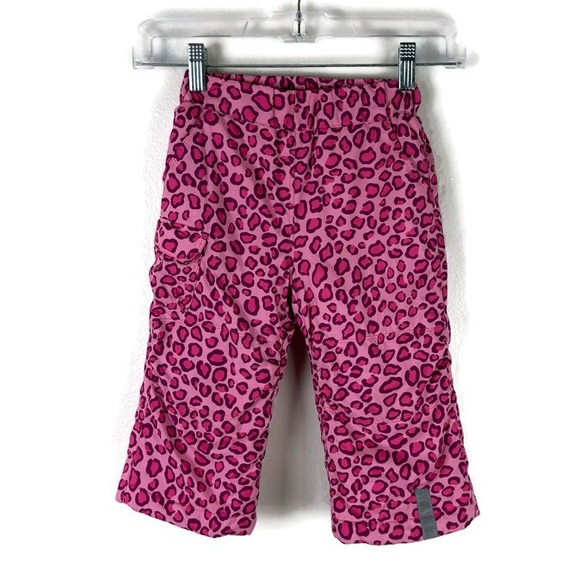Hannah Andersson Girl’s Leopard Print Comfy Snow Pants in Hot Pink - Picture 1 of 8